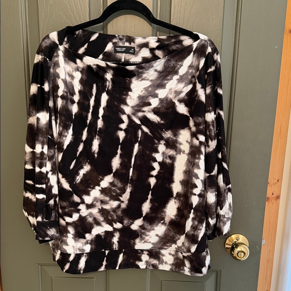 Simply Vera Vera Wang Monochrome Tie-Dye Blouse